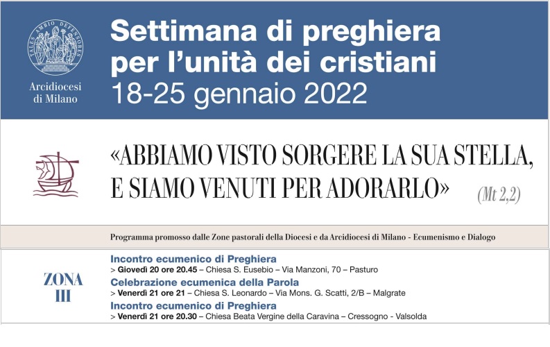 Settimana di preghiera per l unità dei Cristiani 18 25 gennaio 2022